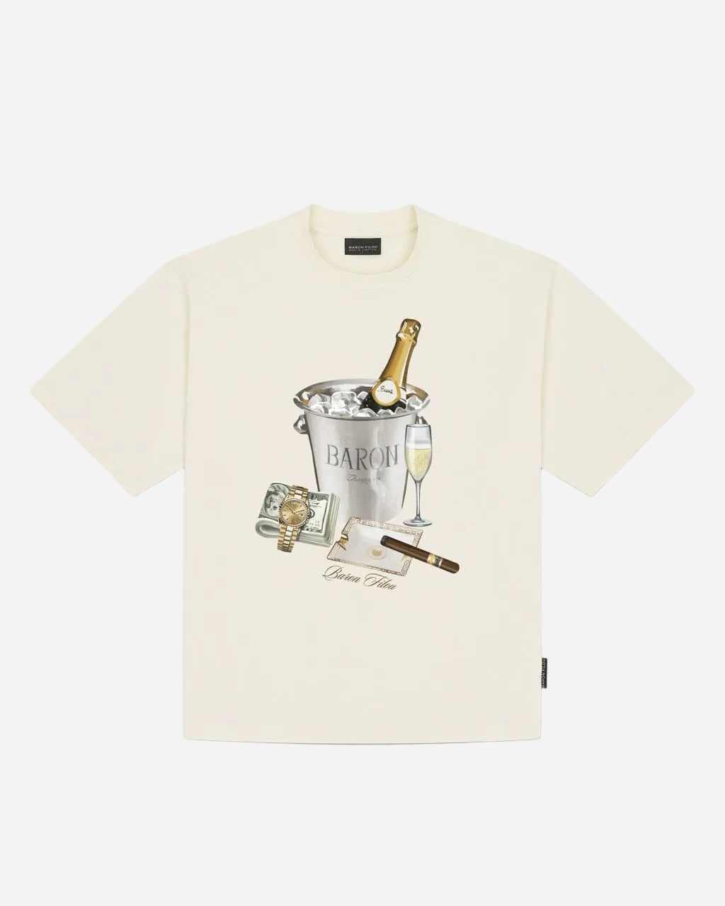 Oversized Backprint T-Shirt BARON BEACH BILL - Off White - lab10menswear.nl
