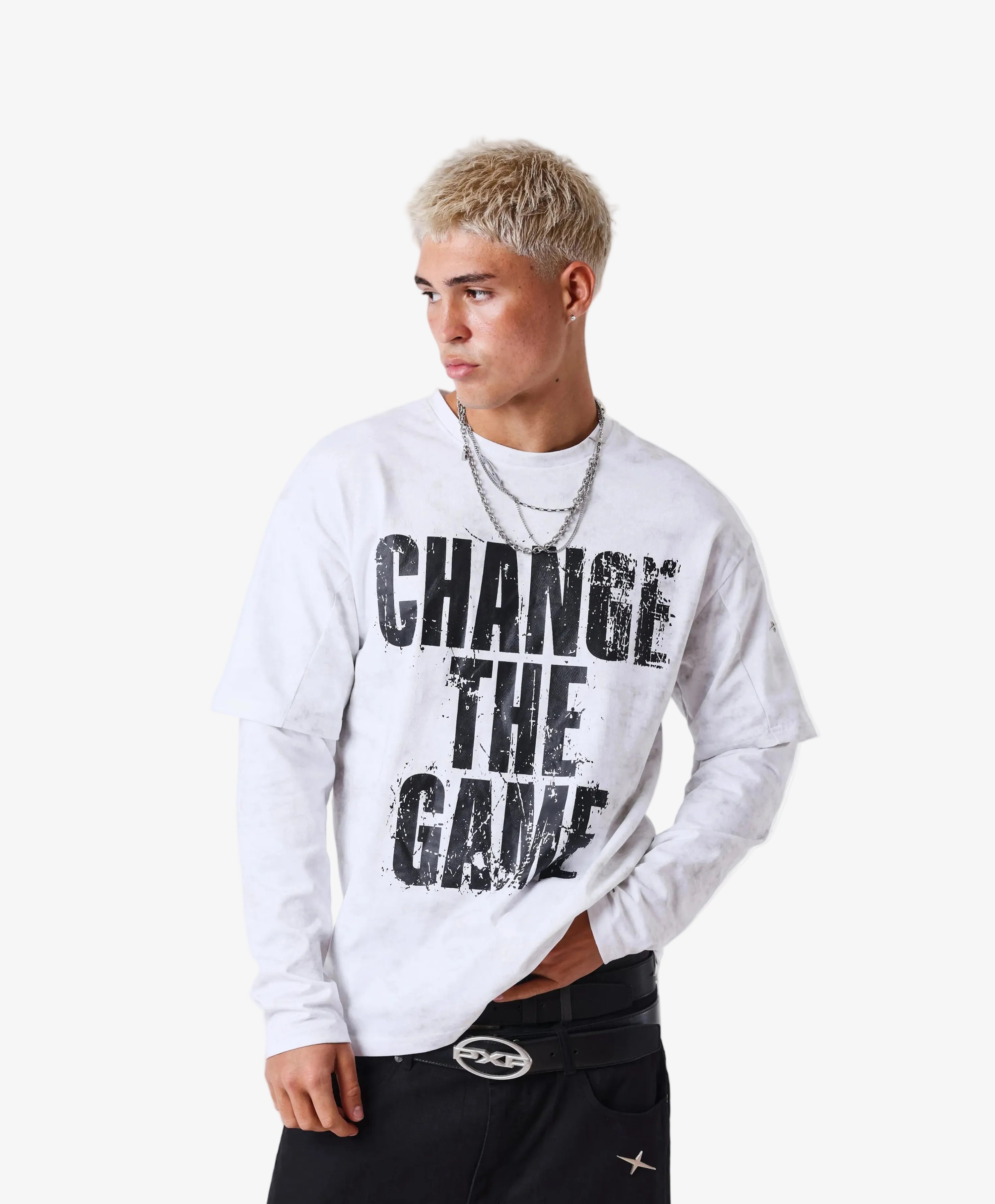 PXP - Longsleeve Shirt Vintage Effect Wit - Lab10streetwear.nl