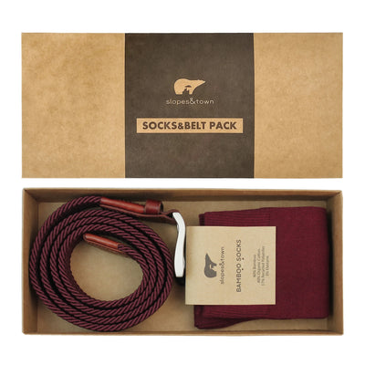 Sokken en Riem Geschenkdoos - Burgundy