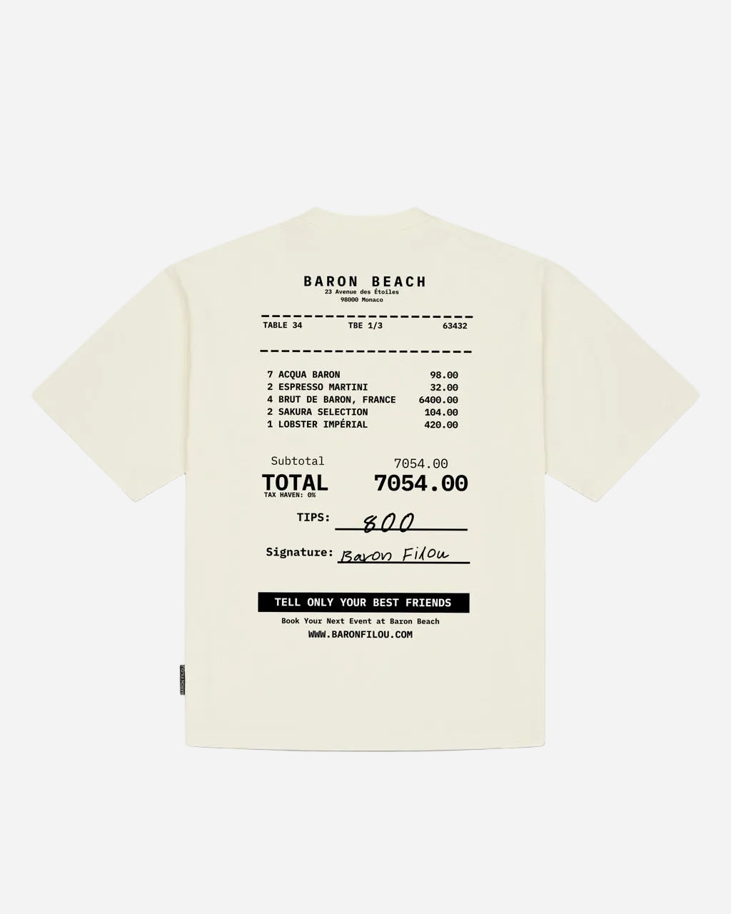 Oversized Backprint T-Shirt BARON BEACH BILL - Off White - lab10menswear.nl