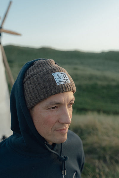 Fish or Die Beanie - Light Brown - LAB10streetwear