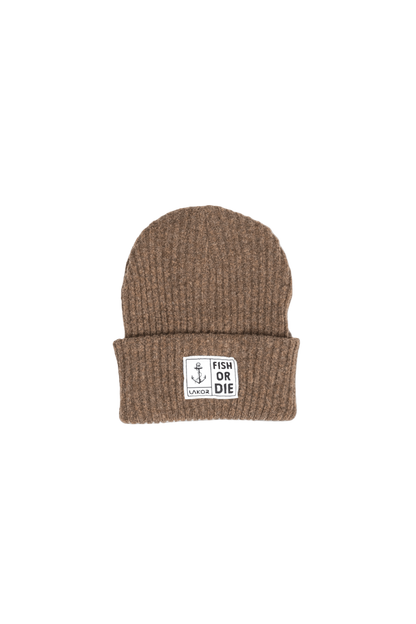 Fish or Die Beanie - Light Brown - LAB10streetwear