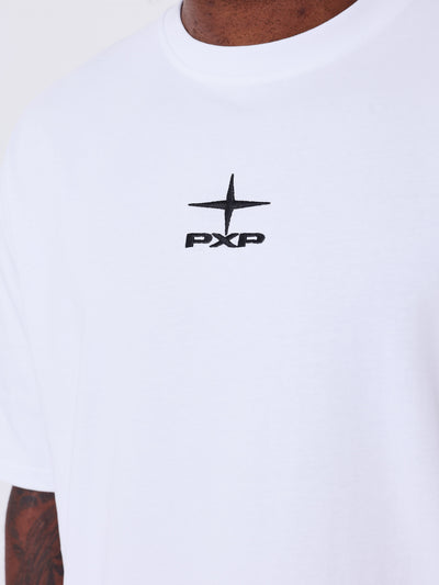 PXP - Gborduurd t-shirt wit - Lab10streetwear.nl